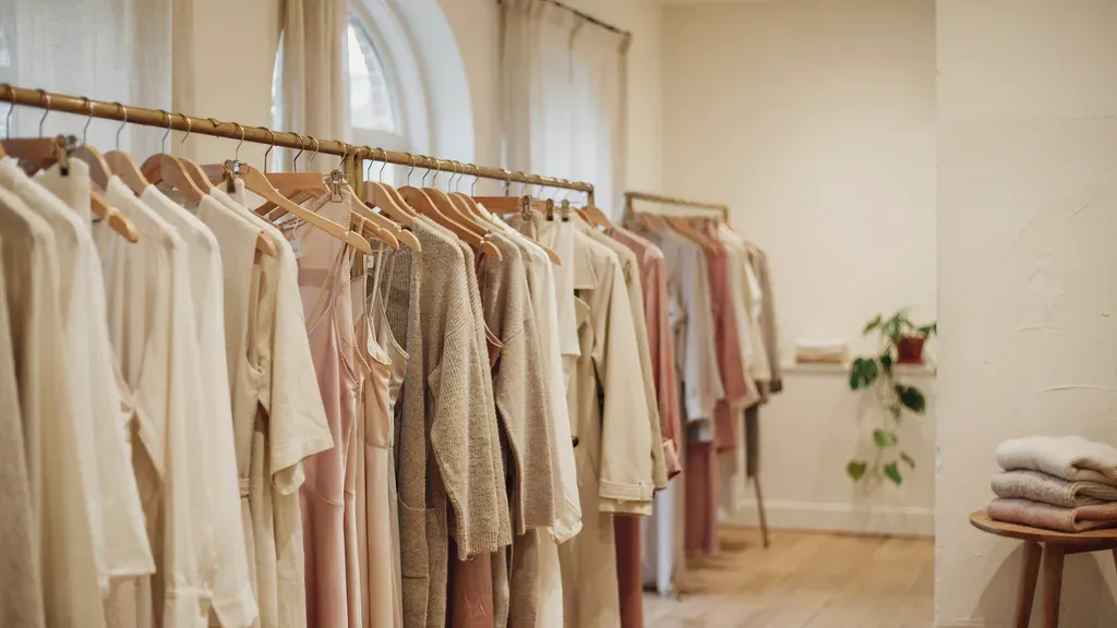 The bright interior of a stylish secondhand boutique